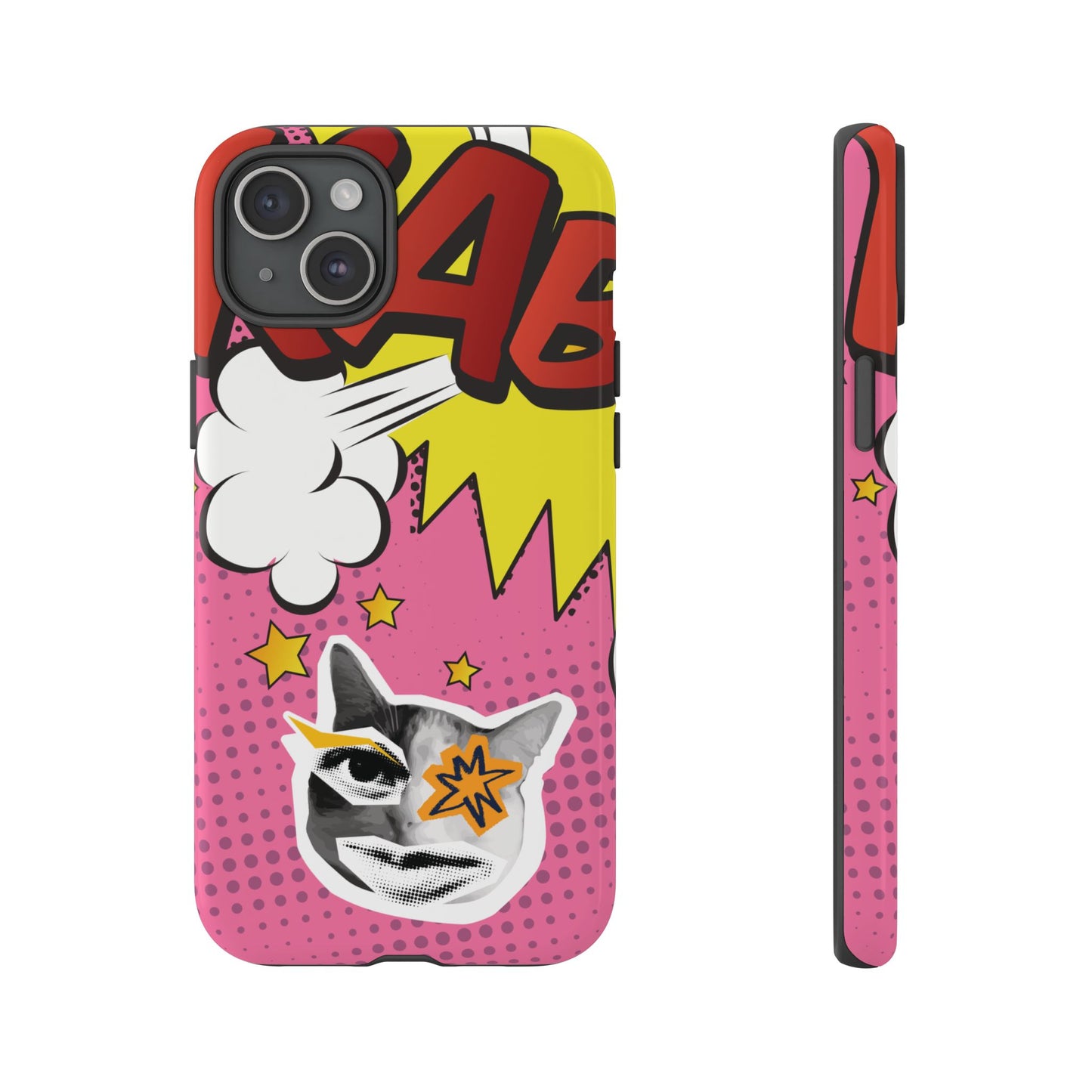 Bold Pink Pop Art Cat Phone Case - Pink Phone Case - iPhone 15 Plus / Glossy
