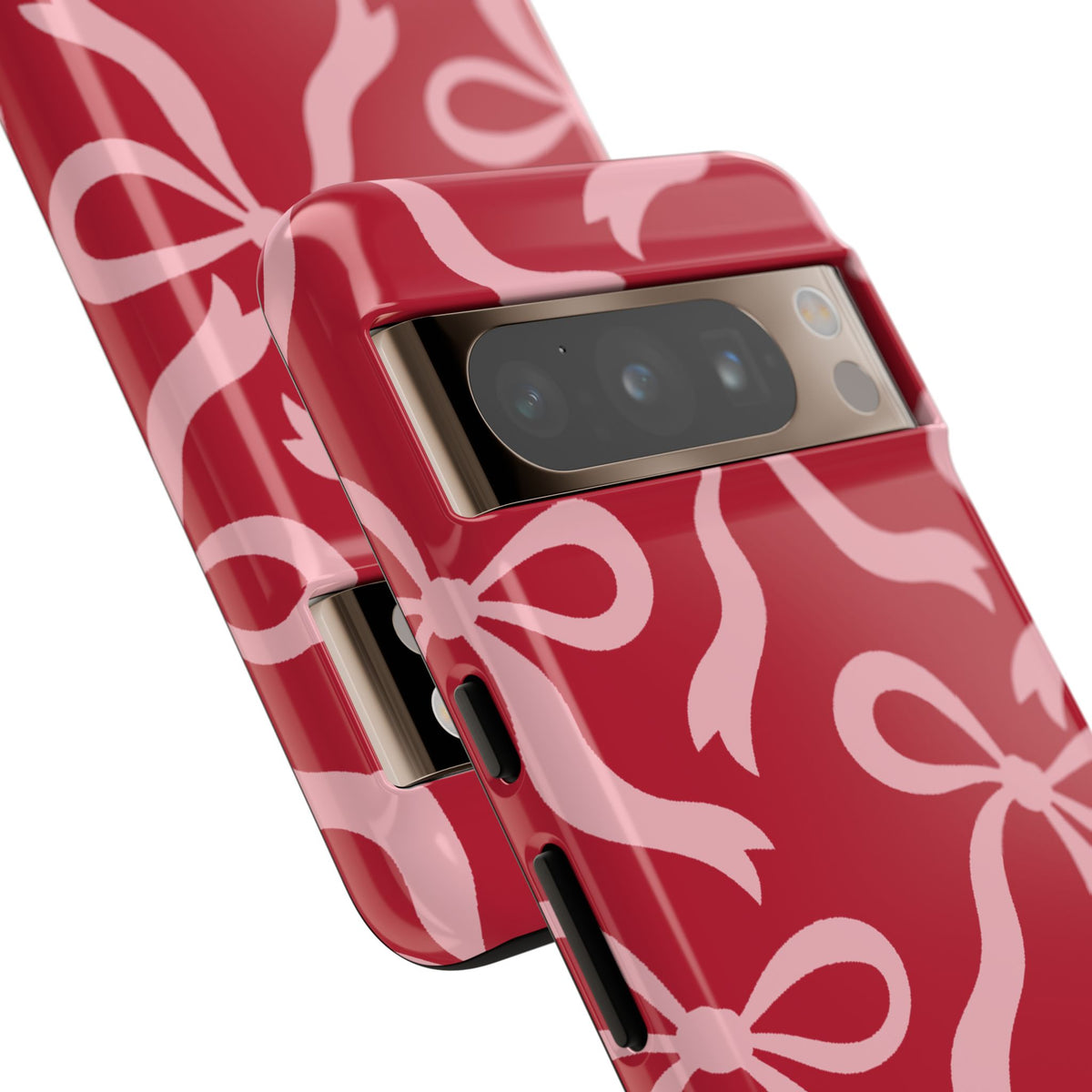 Bold Raspberry Red and Blush Pink Bow Pattern Phone Case - Red Phone Case
