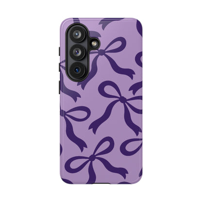 Bold Lilac and Deep Purple Bow Pattern Phone Case - Purple Phone Case - Samsung Galaxy S26 / Glossy