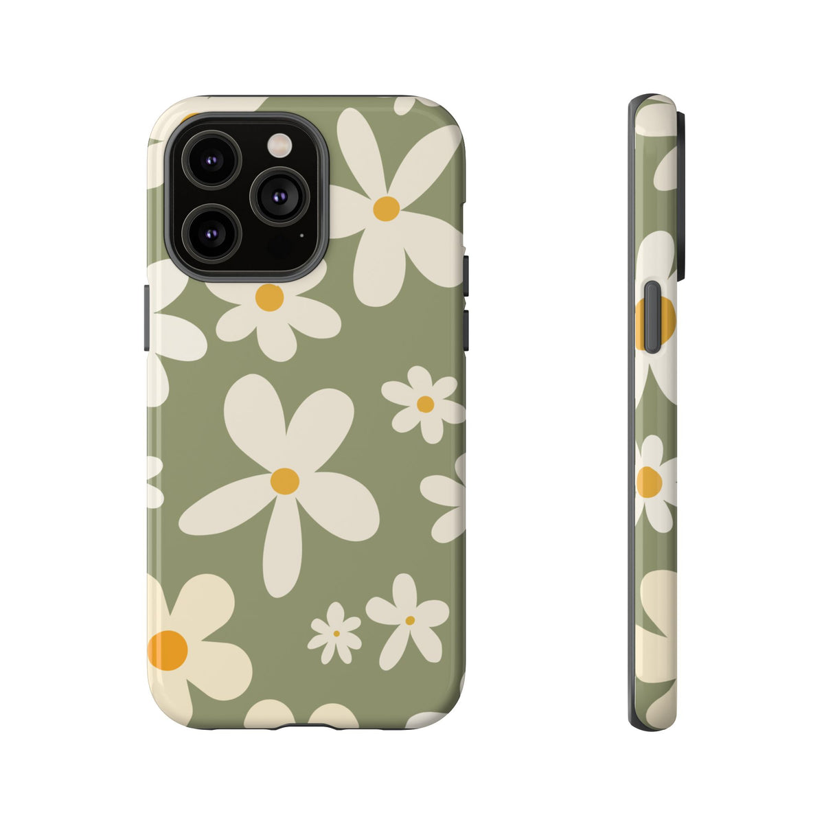 Chic Green Daisy Pattern Phone Case - Green Phone Case - iPhone 14 Pro Max / Glossy