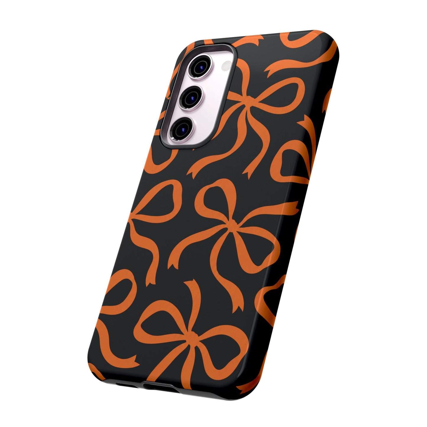 Bold Black and Burnt Orange Bow Pattern Phone Case