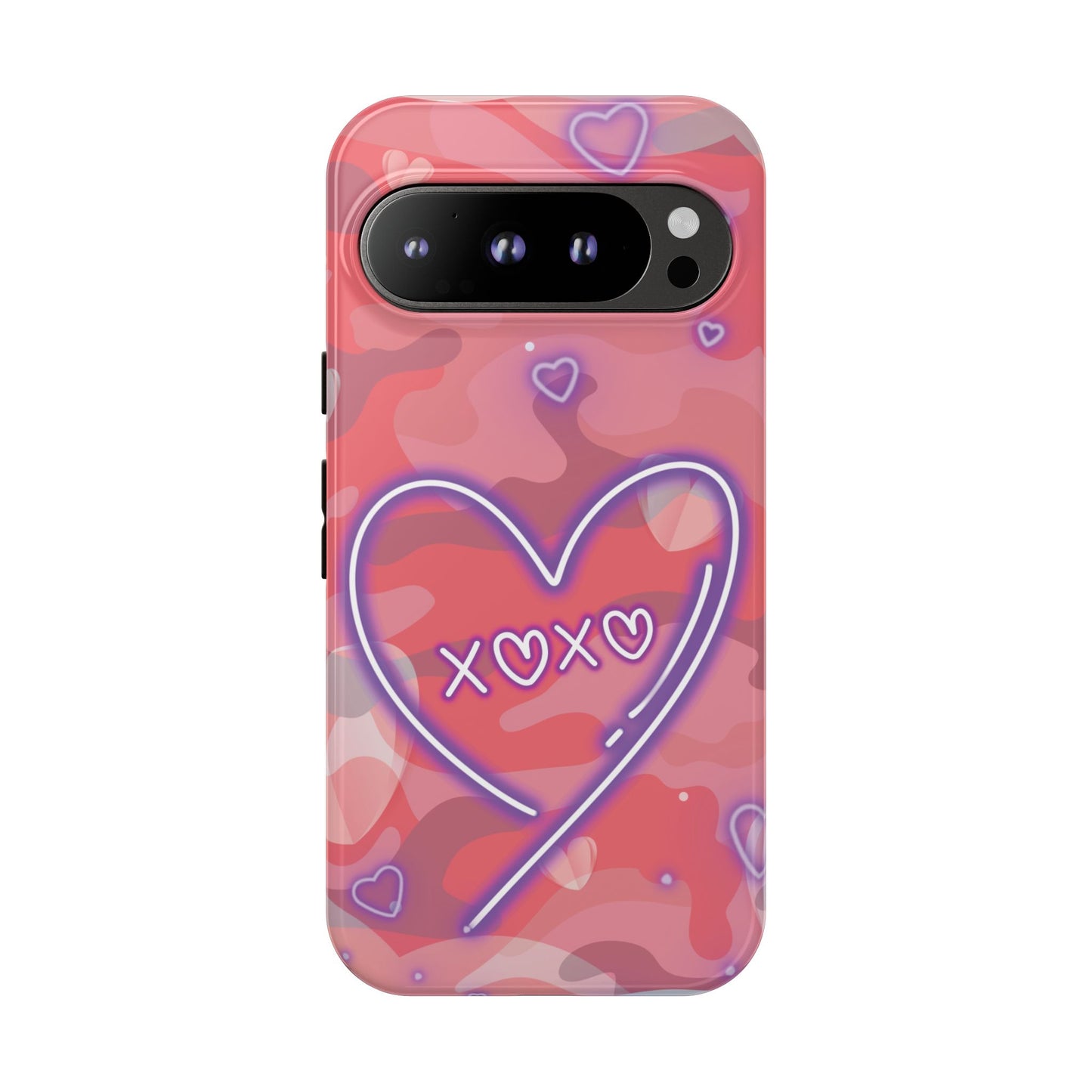Love Heart Neon Camo Phone Case - Pink Phone Case - Google Pixel 9 Pro / Glossy