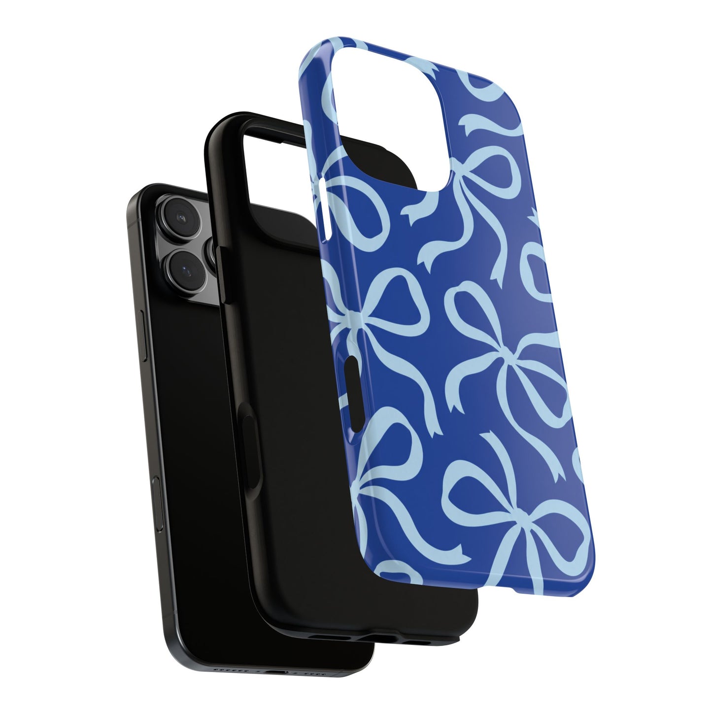 Bold Cobalt Blue and Powder Blue Bow Pattern Phone Case