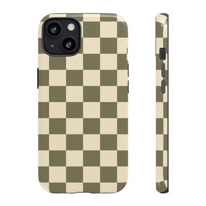 Green Checked Pattern Phone Case - Green Phone Case - iPhone 13 / Glossy