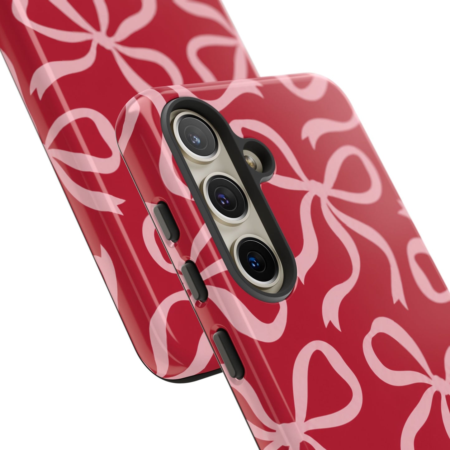 Bold Raspberry Red and Blush Pink Bow Pattern Phone Case