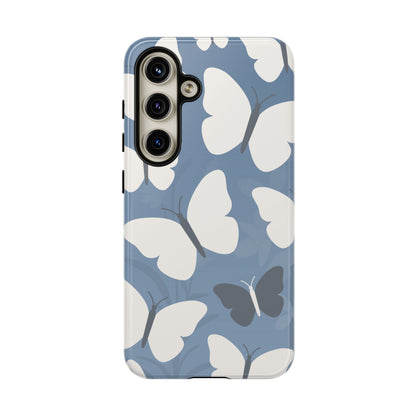 Samsung Galaxy S24 / Glossy Phone Case - Minimalist Light Blue Butterfly Pattern Phone Case