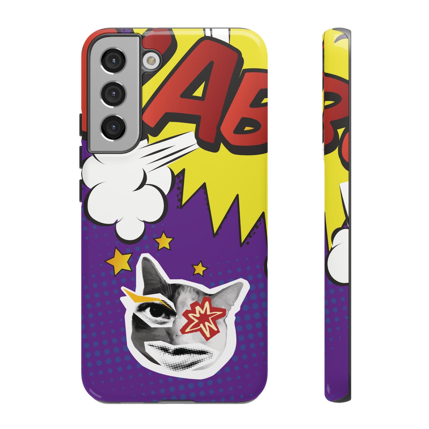 Bold Purple Pop Art Cat Phone Case - Purple Phone Case - Samsung Galaxy S22 Plus / Glossy