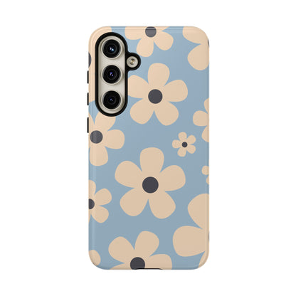 Cute Light Blue & Cream Daisy Pattern Phone Case - Blue Phone Case - Samsung Galaxy S24 Plus / Glossy