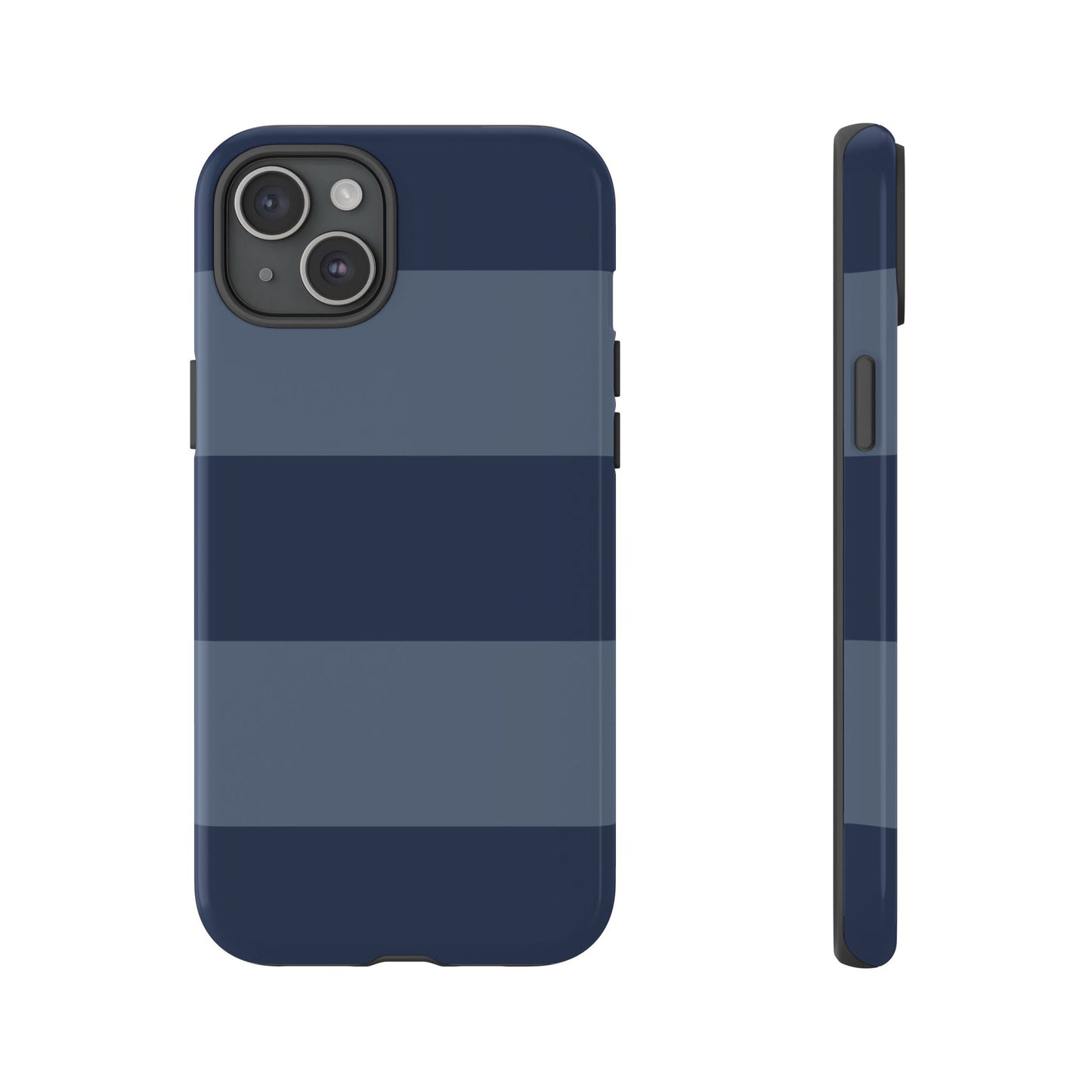 Dark Blue Horizontal Stripe Pattern Phone Case - Blue Phone Case - iPhone 15 Plus / Glossy