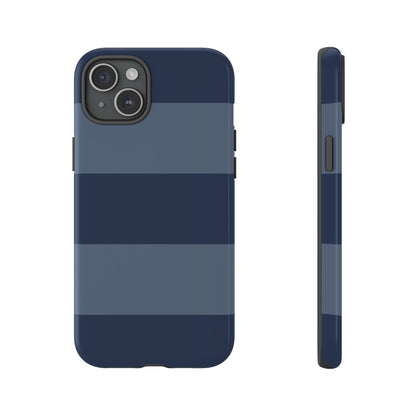 Dark Blue Horizontal Stripe Pattern Phone Case - Blue Phone Case - iPhone 15 Plus / Glossy