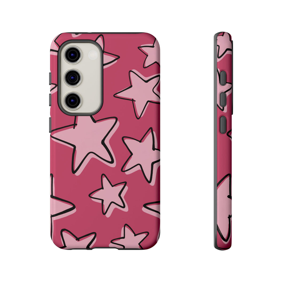 Raspberry Pink Doodle Star Phone Case