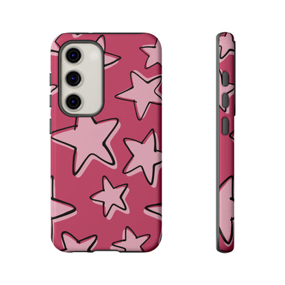 Raspberry Pink Doodle Star Phone Case