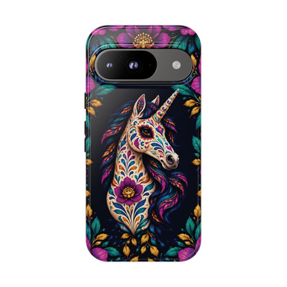 Elegant Purple and Teal Calavera Unicorn Phone Case - Phone Case - Google Pixel 9 / Glossy