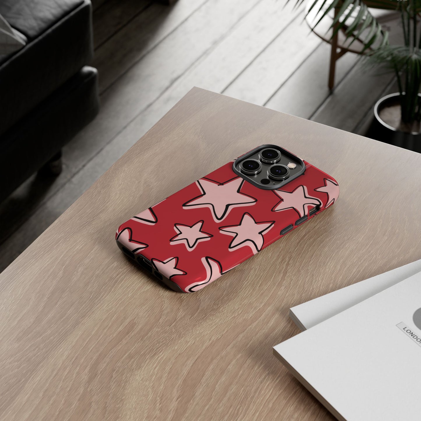 Cherry Red Doodle Star Phone Case