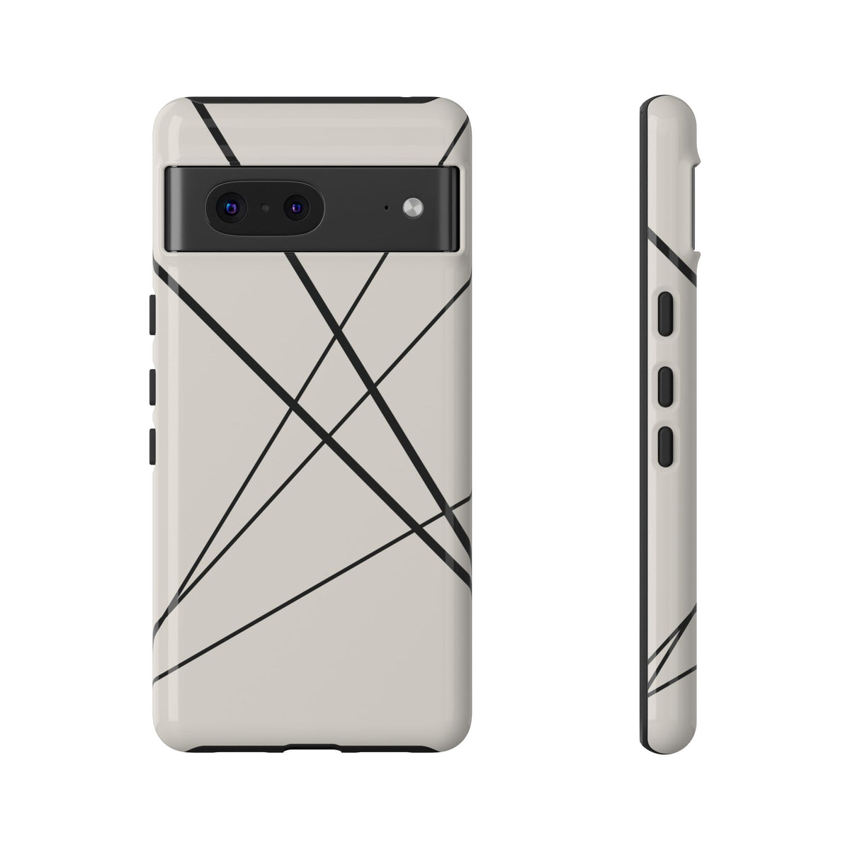 Abstract White with Black Lines Phone Case - White Phone Case - Google Pixel 7 / Glossy
