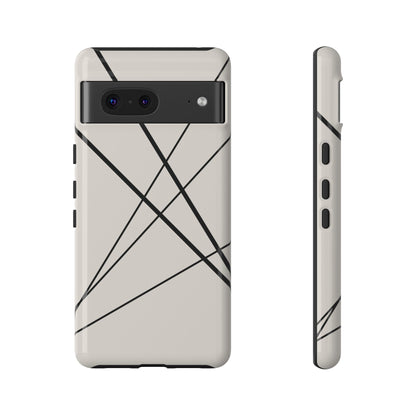 Abstract White with Black Lines Phone Case - White Phone Case - Google Pixel 7 / Glossy