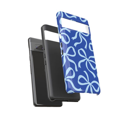 Bold Cobalt Blue and Powder Blue Bow Pattern Phone Case