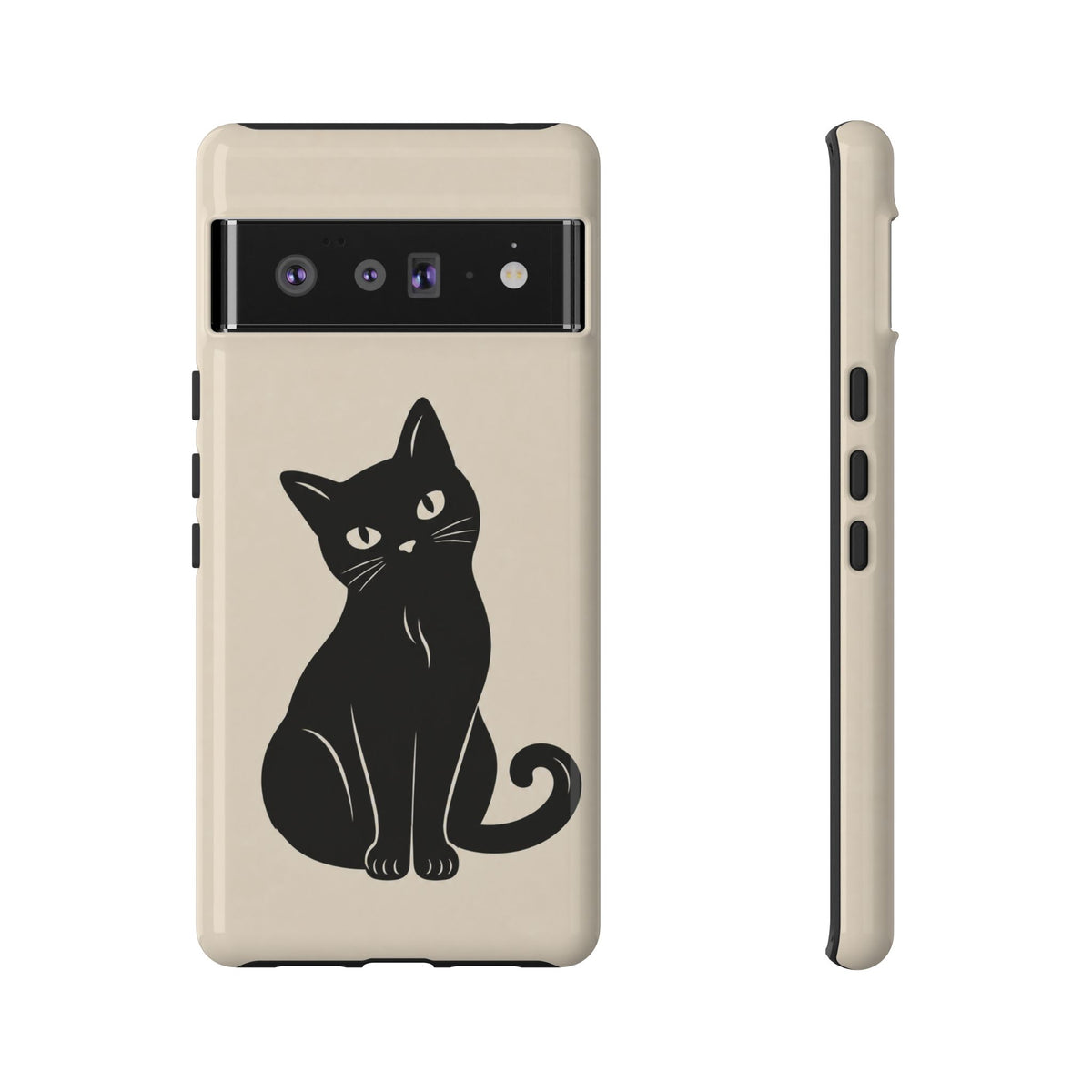 Minimalist Cream & Black Cat Phone Case