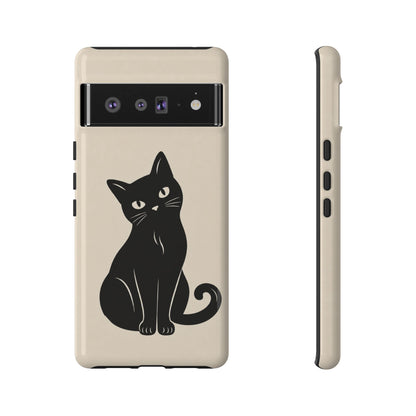 Minimalist Cream & Black Cat Phone Case
