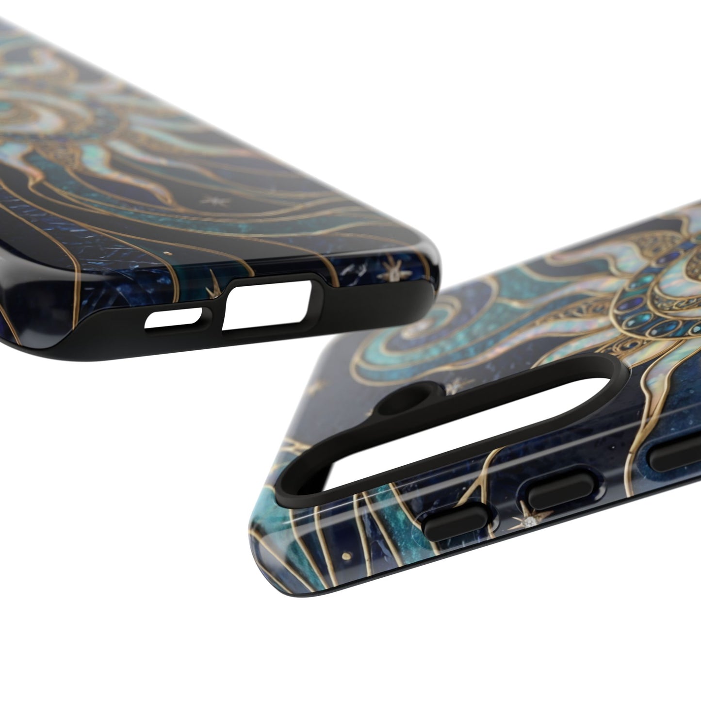 Elegant Teal & Gold Cosmic Sunburst Phone Case