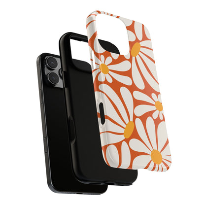 Retro Orange Daisy Pattern Phone Case - Orange Phone Case