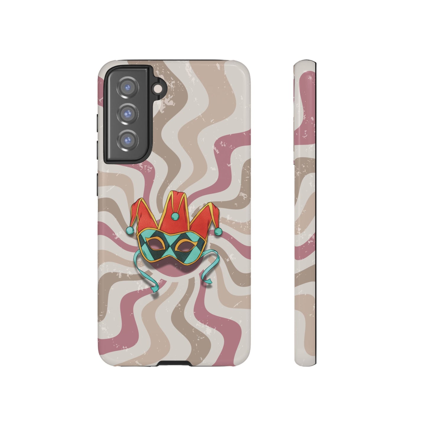 Venetian Jester Mask – Pink Retro Soft Revival Phone Case - Pink Phone Case - Samsung Galaxy S21 FE / Glossy