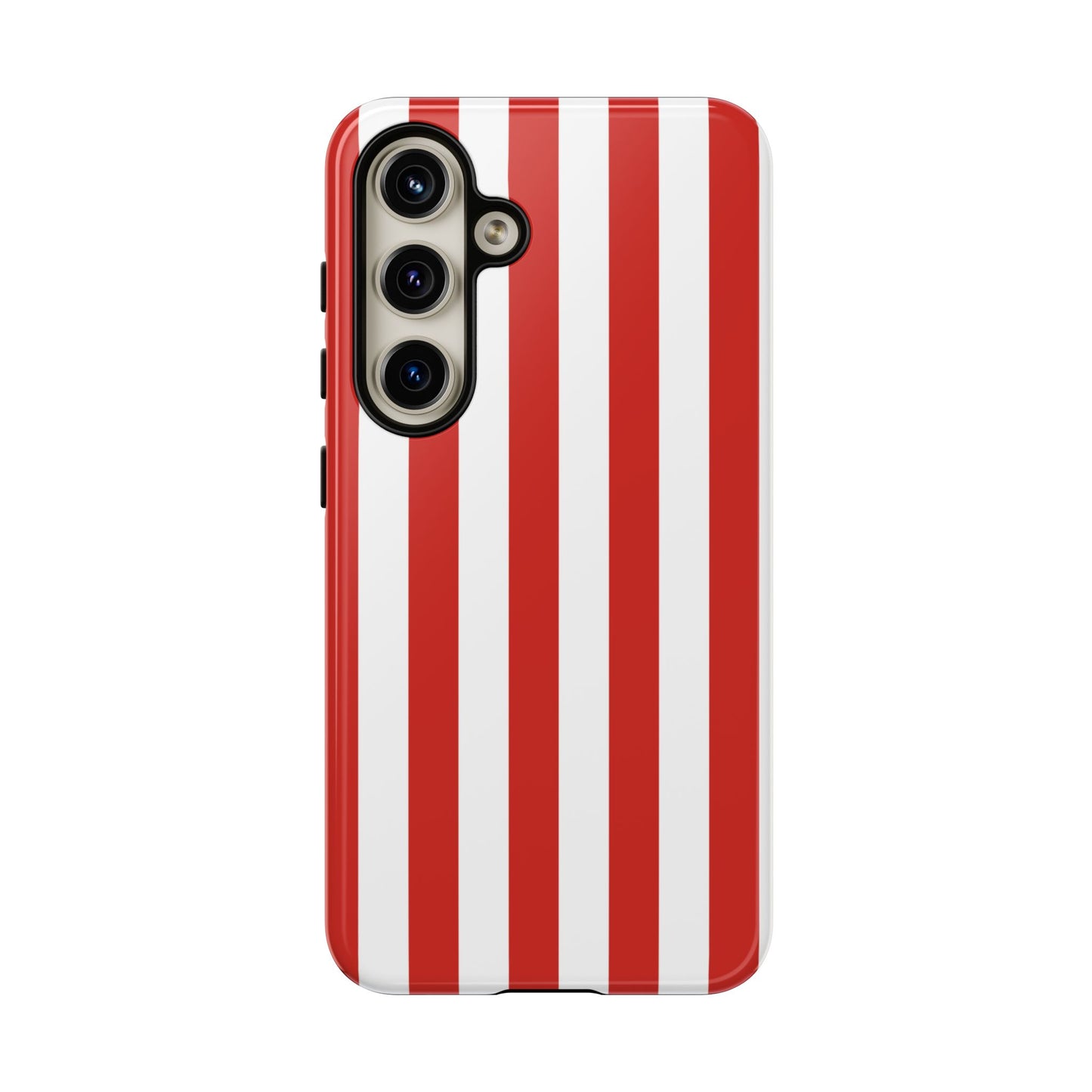 Samsung Galaxy S24 / Glossy Phone Case - Simple Dark Orange & White Stripe Pattern Phone Case