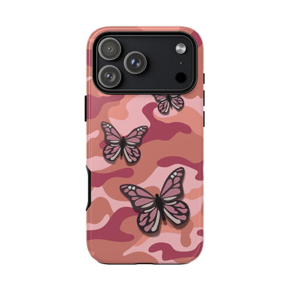 iPhone 17 Pro Max / Glossy Phone Case - Pink Butterfly Camo Phone Case