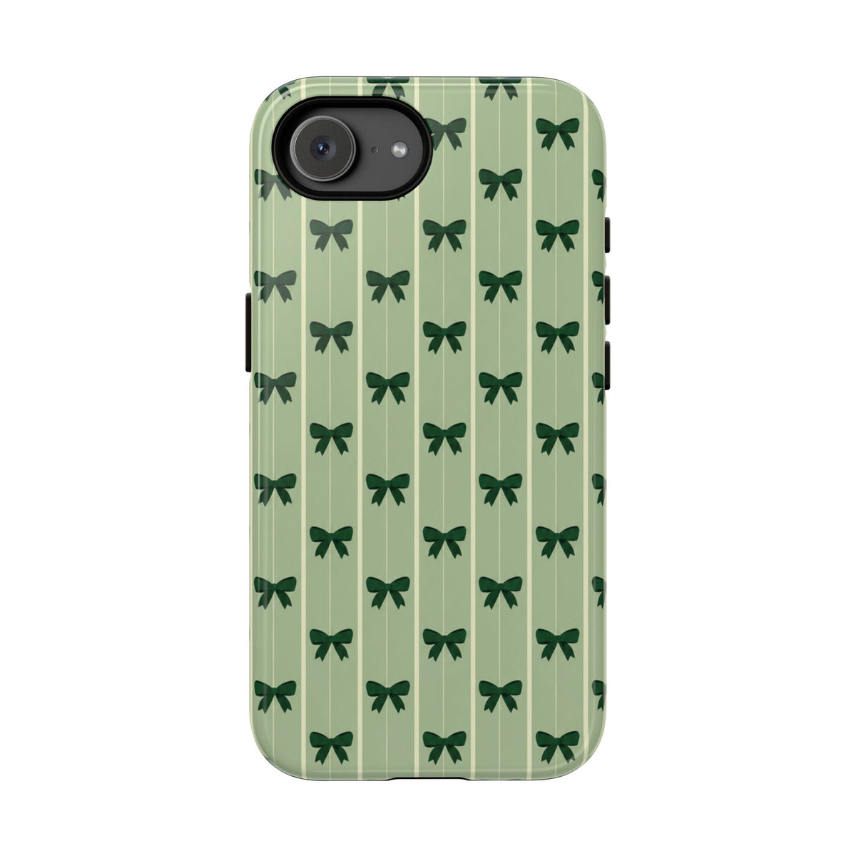 Retro Forest Green Bow Pattern Phone Case - Green Phone Case - iPhone 17e / Glossy