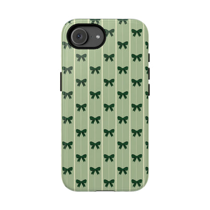 Retro Forest Green Bow Pattern Phone Case - Green Phone Case - iPhone 17e / Glossy