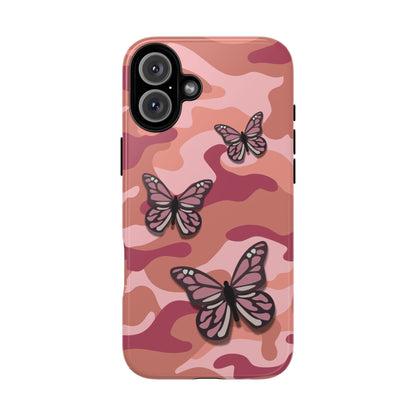 iPhone 16 Plus / Glossy Phone Case - Pink Butterfly Camo Phone Case