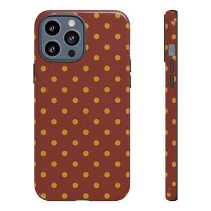 Trendy Brown & Mustard Dot Pattern Phone Case