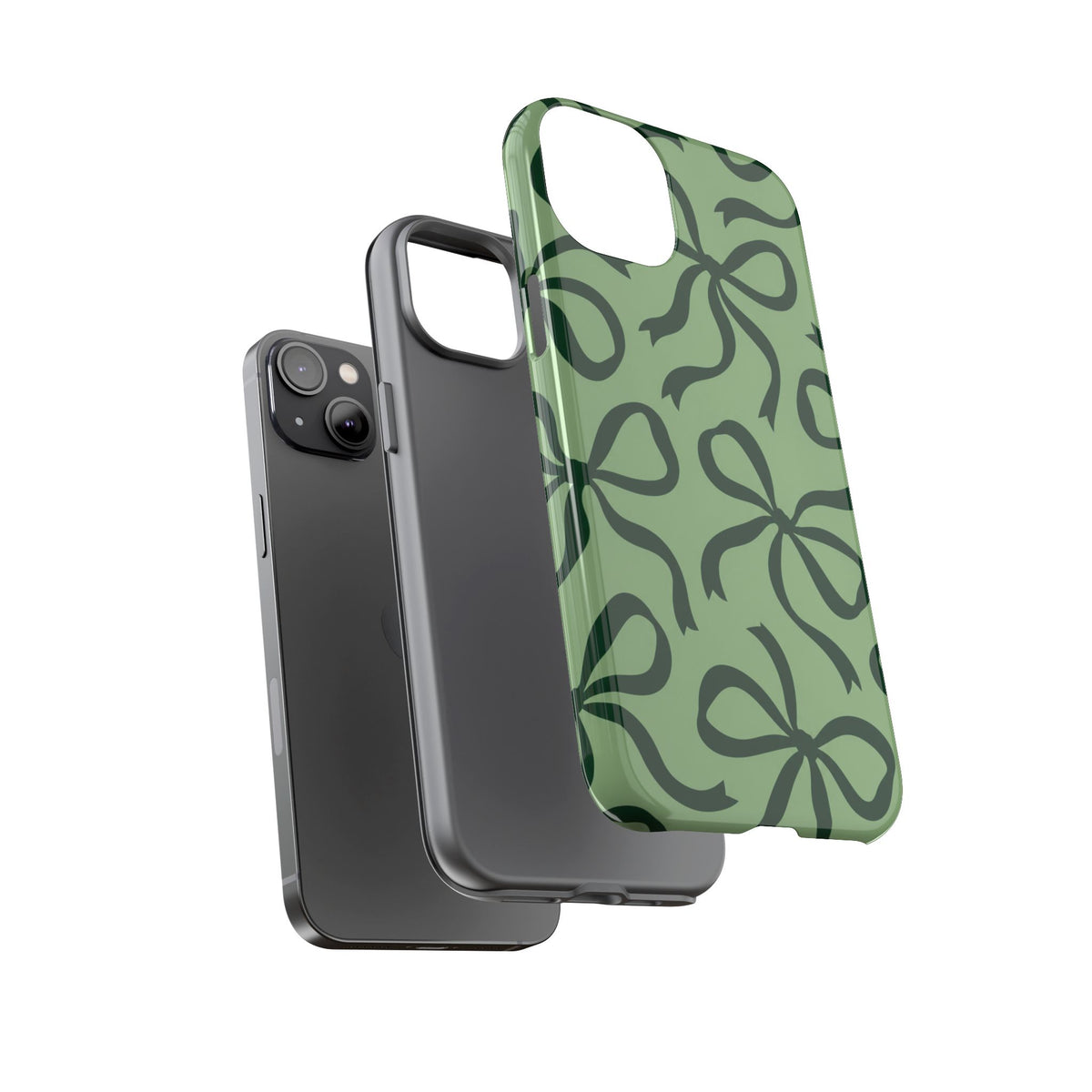 Bold Sage Green and Forest Green Bow Pattern Phone Case
