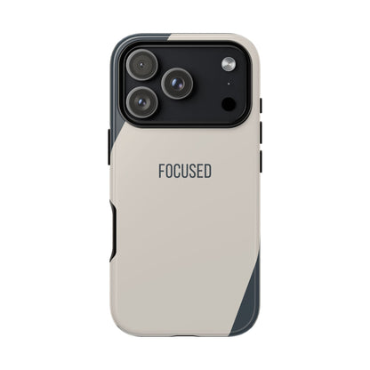 iPhone 17 Pro / Glossy Phone Case - Sassy Statement Case ’Focused’ in Beige & Blue