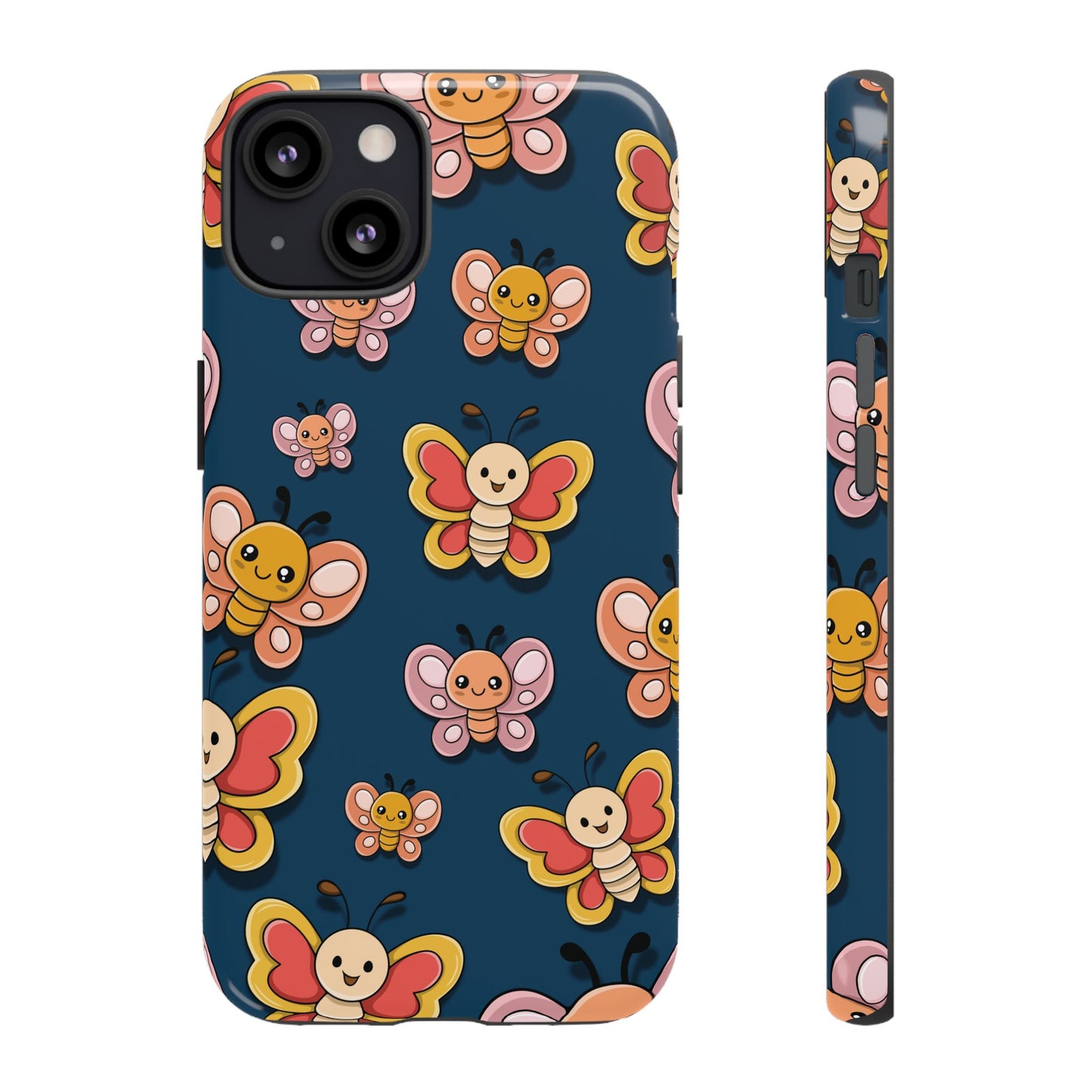 Dark Blue Butterfly Sticker Design Phone Case - Blue Phone Case - iPhone 13 / Glossy