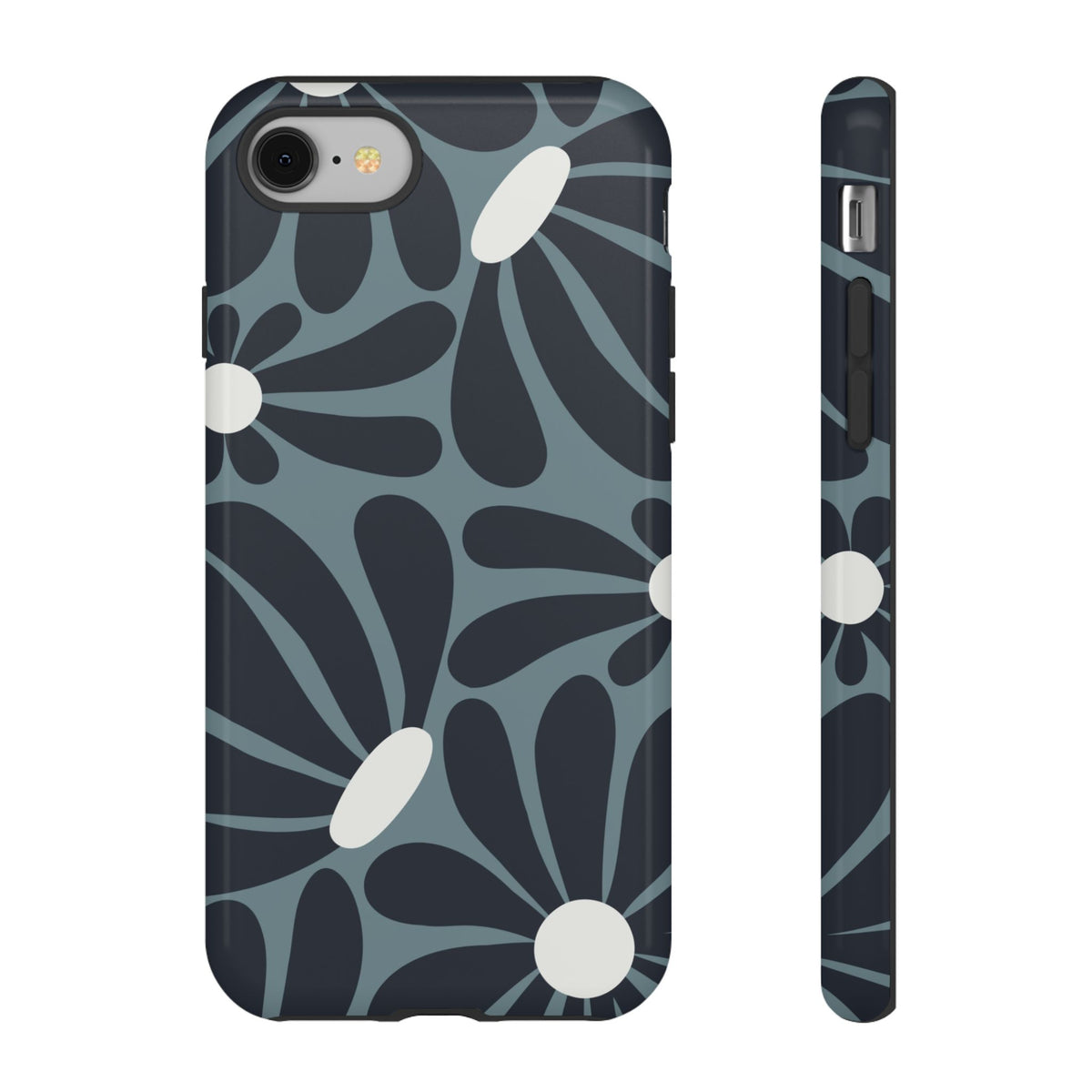 Retro Navy Blue & White Daisy Pattern Phone Case - Blue Phone Case - iPhone 8 / Glossy