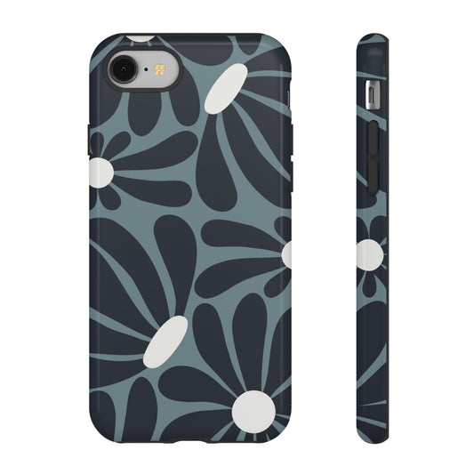 Retro Navy Blue & White Daisy Pattern Phone Case - Blue Phone Case - iPhone 8 / Glossy