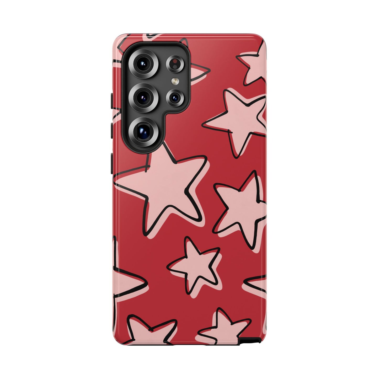 Cherry Red Doodle Star Phone Case