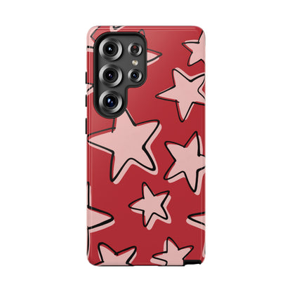 Cherry Red Doodle Star Phone Case