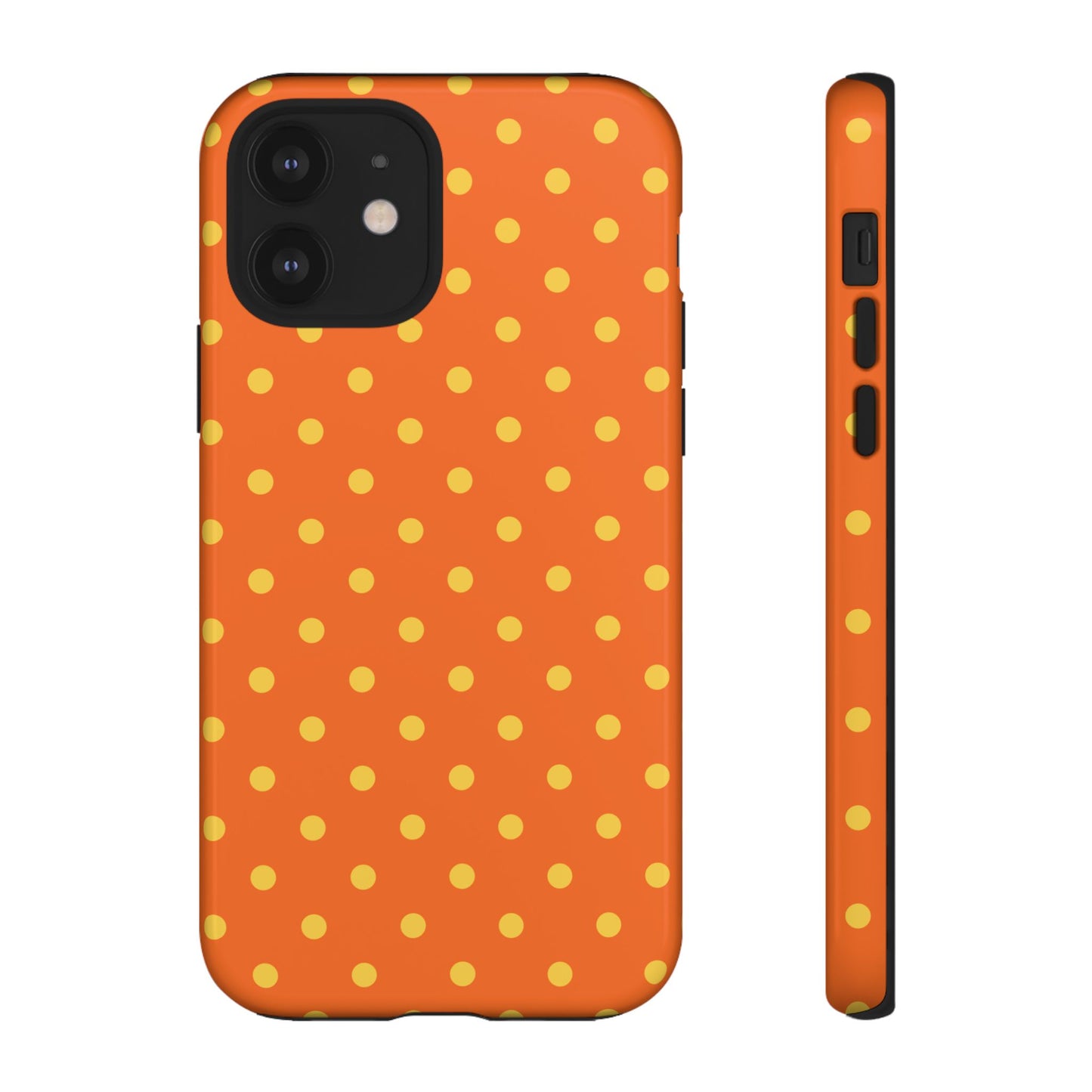 iPhone 12 / Glossy Phone Case - Trendy Orange & Yellow Dot Pattern Phone Case