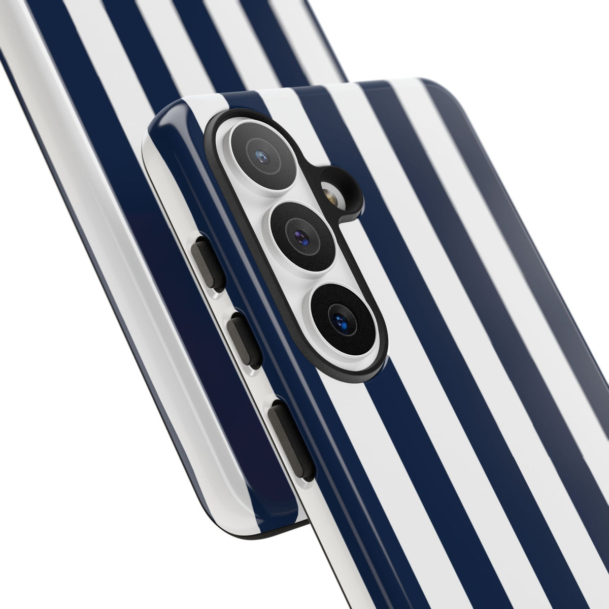 Simple Dark Blue & White Stripe Pattern Phone Case - White Phone Case