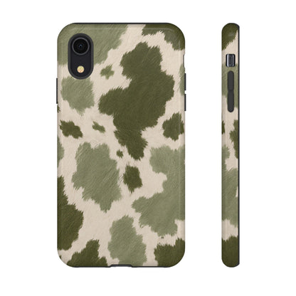 Stylish Olive Green Cow Print Phone Case