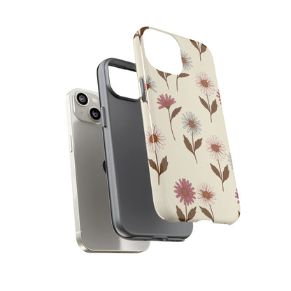 Pretty Cream & Rose Daisy Pattern Phone Case