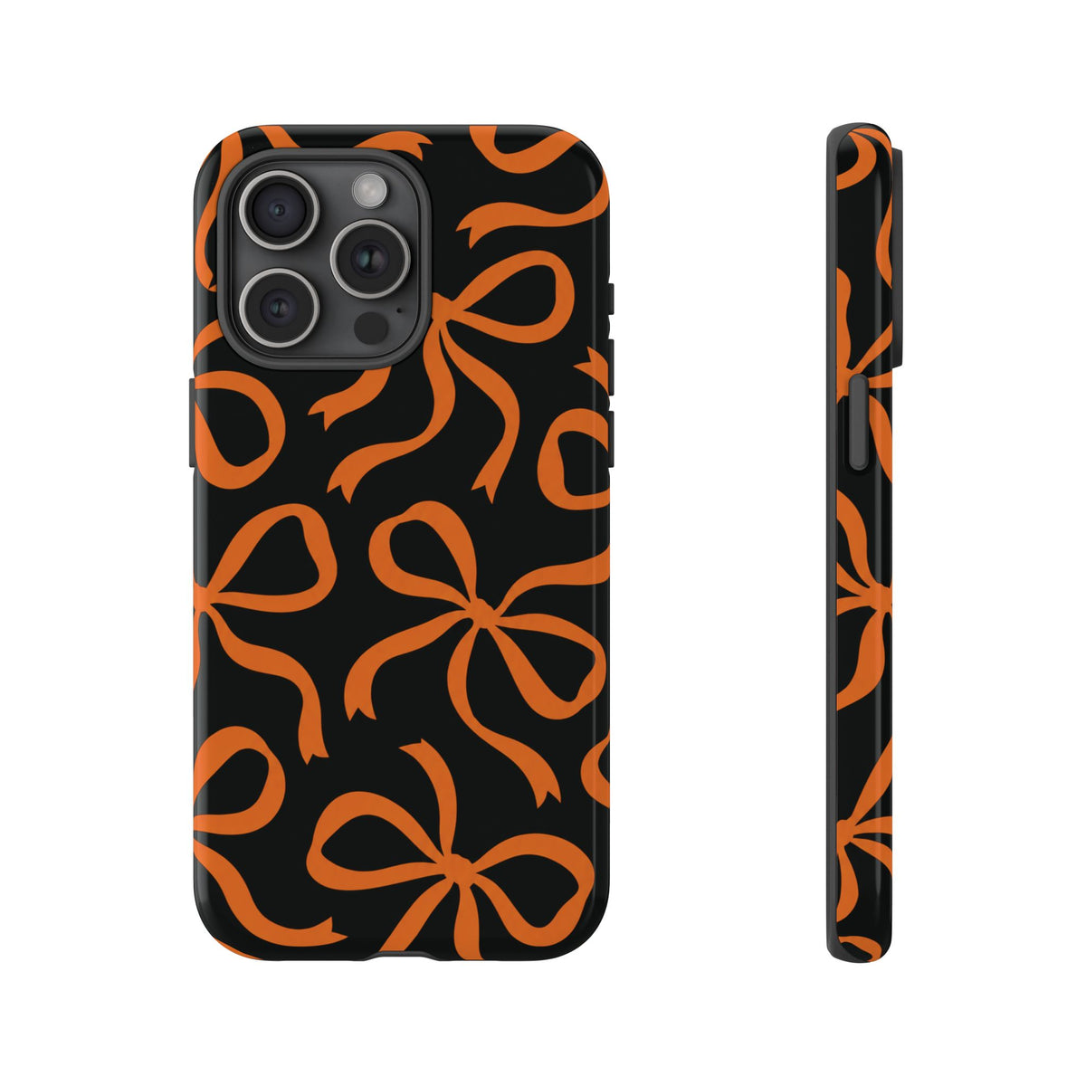 Bold Black and Burnt Orange Bow Pattern Phone Case