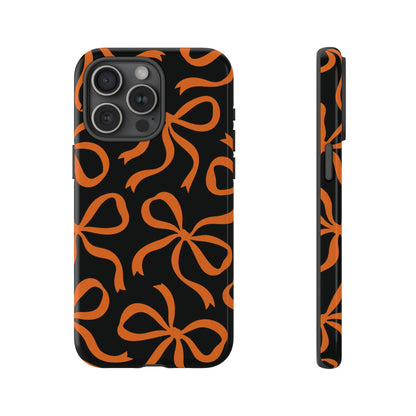 Bold Black and Burnt Orange Bow Pattern Phone Case