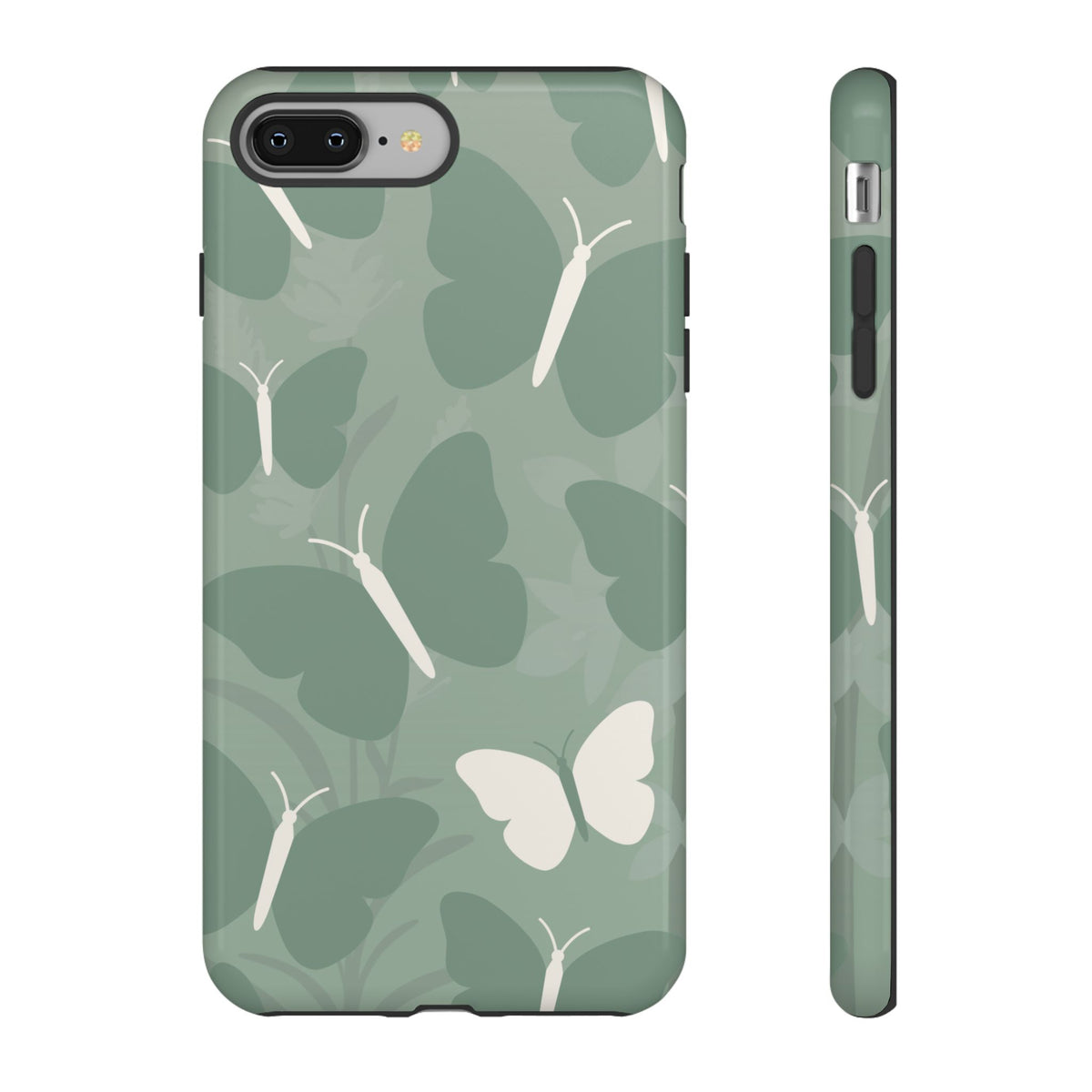 Minimalist Mint Green Butterfly Pattern Phone Case - Green Phone Case - iPhone 8 Plus / Glossy