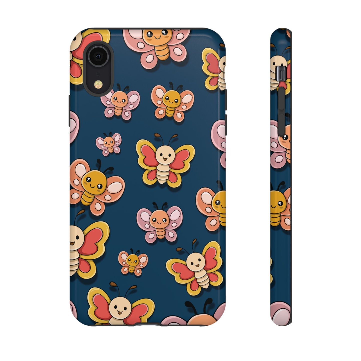 Dark Blue Butterfly Sticker Design Phone Case - Blue Phone Case - iPhone XR / Glossy