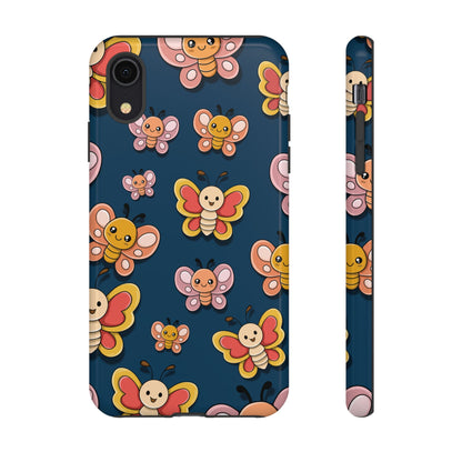 Dark Blue Butterfly Sticker Design Phone Case - Blue Phone Case - iPhone XR / Glossy