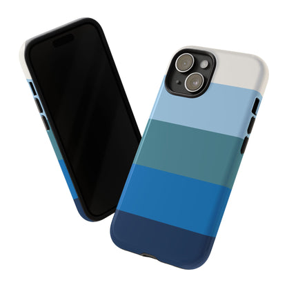 Blue and White Stripe Pattern Phone Case - Blue Phone Case