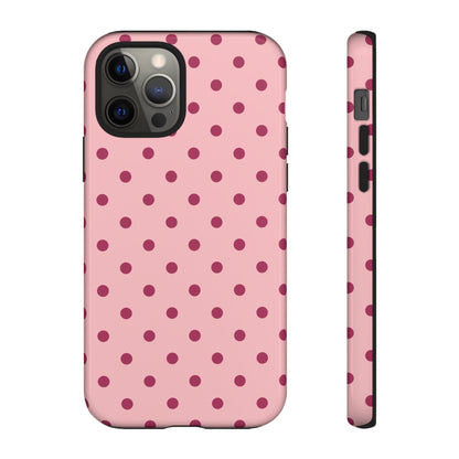 Pink with Red Dot Pattern Phone Case